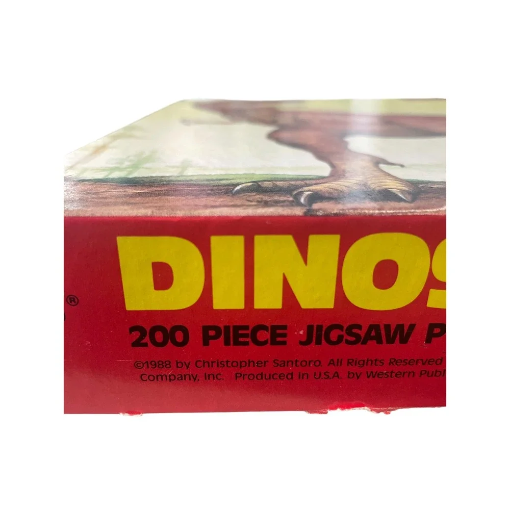 Golden Dinosaurs Jigsaw Puzzle Kids Brown Tyrannosaurus Rex 200pc 1988 Vintage